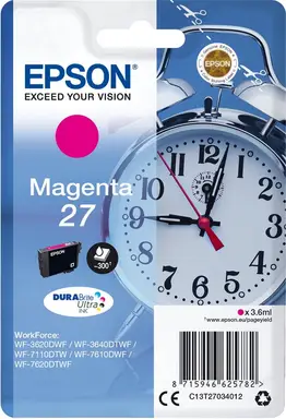 Epson Alarm Clock Singlepack Black 27XL DURABrite Ultra Ink