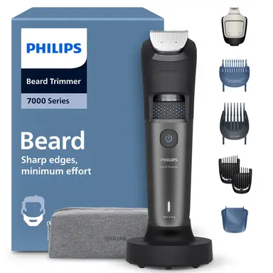 Philips Series 7000 Beard Trimmer – SteelPrecision Blades, 40 Length Settings, PowerAdapt Sensor – BT7665/15, Top Gift Picks