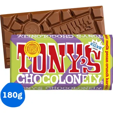 Tony's Chocolonely Melk Pecan Crunch Karamel 180 g