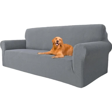 YSTYLE Stretch-Sofabezug, Couchbezug für Couch und Sofa, Möbelschutzbezug für Sofa mit elastischem Boden, 3-Sitzer, LM, Hellgrau
