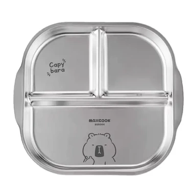 Maxcook 304 Stainless Steel Square 3-Compartment Plate - Capivara
