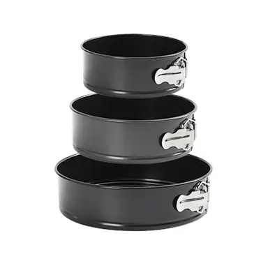 PURECOOK Karbonstahl-Kuchenform-Serie | Schwarz | Mit Verschlüssen | 3-teilig Antihaft-Runde Kuchenform