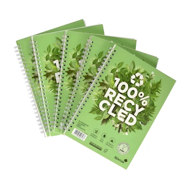 Silvine Premium Recycled A5 Wirebound Notebook, Pack of 5