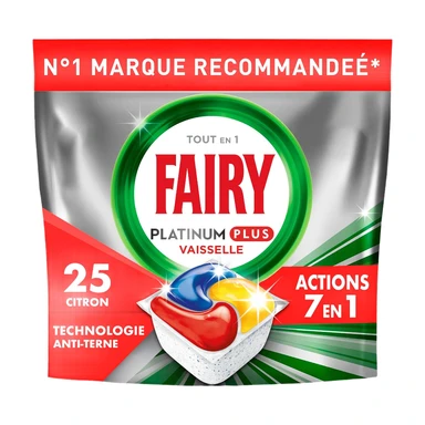 Fairy Tablettes Lave-Vaisselle Platinum Plus citron 25 pièces