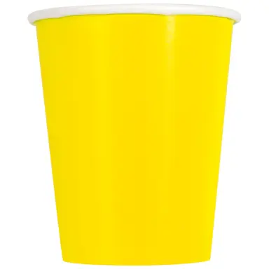 Unique Party Paper Cups, Neon Yellow, 266ml, 14 Pack