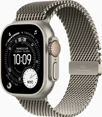 Apple Watch Ultra 3 GPS + Cellulair 49 mm natuurlijk titanium met Milanese bandje - groot