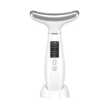 Sunluxy M6 Face Toning Device Neck & Face Massager – 6 Skincare Modes with EMS Microcurrent, Sonic Vibration, Heat & Ice Cooling, Multi-Color LED Light Therapy, Adjustable Intensity, Type-C Rechargeable with Stand