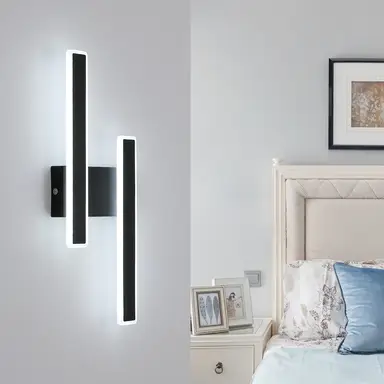 Goeco Moderne LED-Wandleuchte 32W 3600LM Schwarz 6500K Kaltweiß für Schlafzimmer Wohnzimmer Treppenhaus Büro