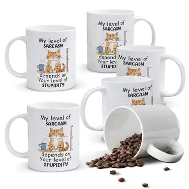 Alphynix 1pc, Funny Coffee Mug, 11oz Ceramic Coffee Cups, Water Cups, Summer Winter Drinkware, Gift for cat lovers