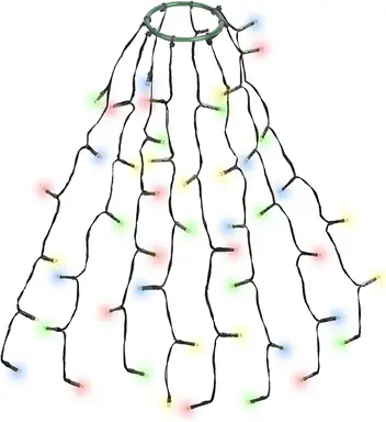 SALCAR Éclairage de sapin de Noël 0,6 m avec anneau et 8 guirlandes, chaîne lumineuse 48 LED, sapin de Noël, éclairage étanche pour 60 cm, 90 cm, 120 cm - Coloré