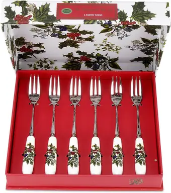 Portmeirion The Holly & The Ivy Pastry Forks – Set of 6 – Boxed Set – 15cm / 6"