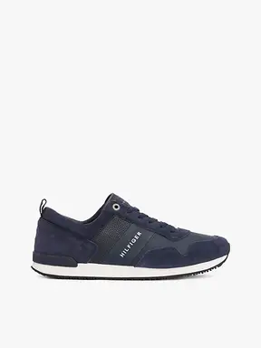 Tommy Hilfiger Iconic leder en suède mix runner middernacht heren 42
