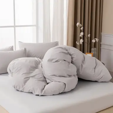 MENDALE Duvet Cover Set - Premium Bedding Set - 220*230 cm Duvet Cover with 75*50 cm Pillow Case - Soft Brushed Microfiber- Off-white & Khaki