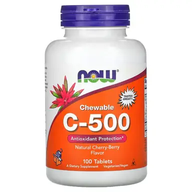 NOW Foods Vitamin C-500 Chewable, Cherry - 100 tabs