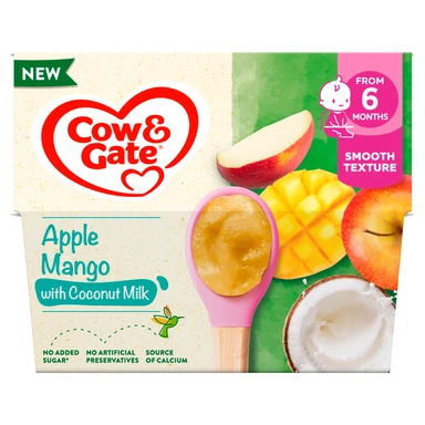 Cow & Gate Apple Mango & Coconut Milk 6+ Months 4 X 95g