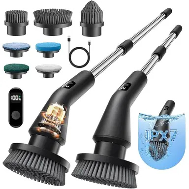 Leebein Electric Cleaning Brush， 2025 Spin Scrubber， IPX7 Waterproof and 7 Brush Heads， Extendable Long Handle and 2 Speeds Scrubber for Bathroom， Floor， Kitchen, New Year Sale , Top gift picks