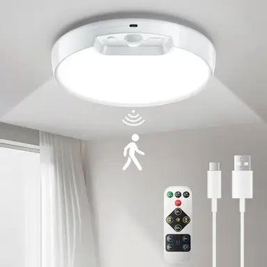 Homelist New Upgraded Motion Sensor Ceiling Light, 8 Inch 500LM LED Ceiling Light with Remote, 8000mAh Battery Powered Rechargeable Dimmable Sensor Lights for Bathroom Garage Shed Loft Hallway Stair