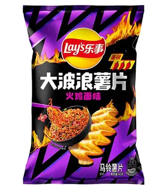 Lays Max crinkle cut potato chips (buldak spicy noodle flavour) 70g