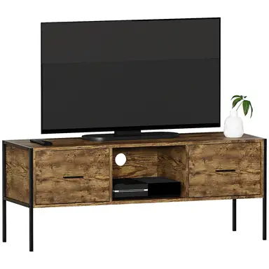 Vida Designs TV Unit Brooklyn 2 Drawers Rustic Brown/Black L:123cm