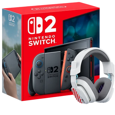 Nintendo Switch 2 Console + LOGITECH ASTRO A10 Gen 2 Wired Gaming Headset Bundle - White