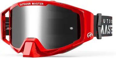 OutdoorMaster Mustang OTG-Farbbrillen für Dünenbuggy, für Herren, Damen, Erwachsene, Jugendliche, roder Rahmen, graue Linsen mit Silber