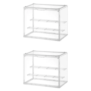COIZYZZL Transparante displaykast - 2 stuks Stofdichte transparante displaycases, set van 2, PET-kunststof verzamelaarsdoos, mini-figuren en actiefiguren, voor thuis en op kantoor, 30×17×24,5