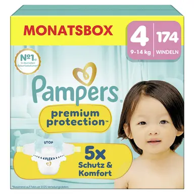 Pampers Premium Protection Größe 4 Maxi 9-14kg Monatsbox 174 Stück