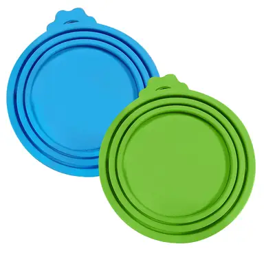 Vilscijon 2-Piece Set: Paw-Shaped Cat Can Opener & Sealing Lids for Cat Food Cans - Blue + Green