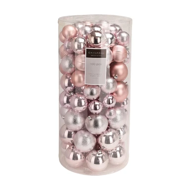 XMAS BALLS SET 100 PINK