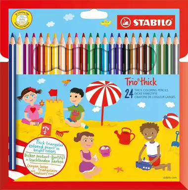 STABILO Trio Thick - Triangular Colouring Pencil - Pack of 24 - Assorted Colours