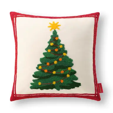 Phantoscope Verpakking van 1 Kerstkussenslopen, Pluche Sherpa Fleece Rendierkussen Zachte Fluweel Kerstboom Decoratieve Kussens voor de Bank, Groen en Rood, 18 x 18 inch