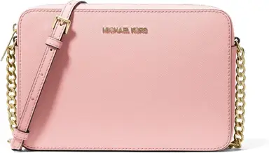 MICHAEL KORS Grand sac à bandoulière Jet Set en cuir Saffiano - Rose poudré