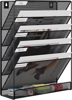 EasyPAG 6-stufiger A4-Wandmappenhalter aus Metallgitter, schwarz, Neujahr-Angebot, Top-Geschenkideen