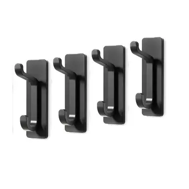 JORDAN&JUDY No-Drill Strong Adhesive Hooks, 4-Pack, Stainless Steel, Damage-Free, Over-Door Storage, Black