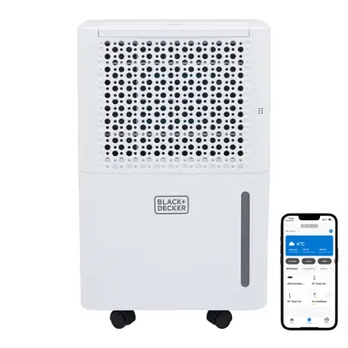 BLACK+DECKER 12L Smart Dehumidifier & Ionizer, 4 Modes, Quiet 38 dB, 2.1L Water Tank, 24 Hour Timer, WiFi App Control - White, BXEH60016GB