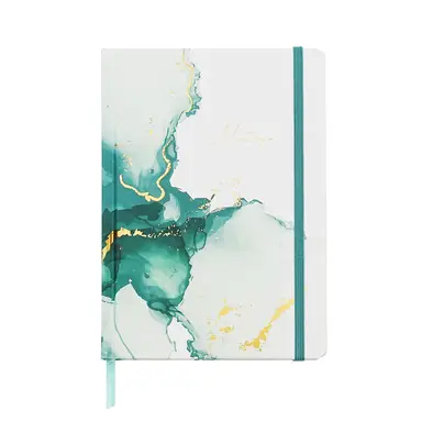 Jubiluu A5 Hardcover Notebook with Lined Pages - 96 Sheets (100g offset paper), Bookmark & Elastic Band -Classic Cream Ruled Journal for Writing, School, Office, and Gifts-Teal Marble Art