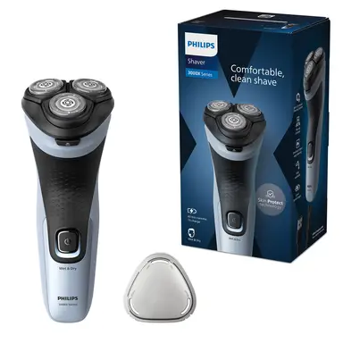 Philips Series 3000X Wet & Dry Electric Shaver for Men, ComfortCut Blades, Self-Sharpening Blades, 3D Flex Heads, Cordless, Waterproof, X3003/00
