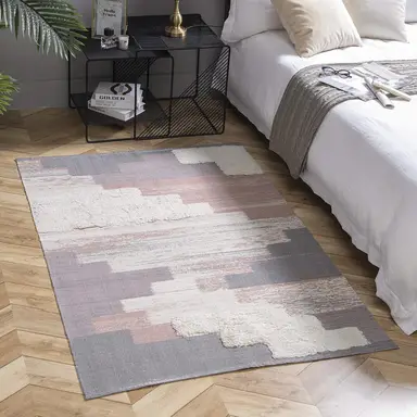 Ashler Baumwoll-Teppich Boho-Teppich gewebt mit Fransen für drinnen und draußen, schmutzig, Tuft-Teppich, maschinenwaschbar, Bodenmatte, Landhaus-Teppich für Wohnzimmer, Schlafzimmer, Küche Dekoration 94085057 Braun