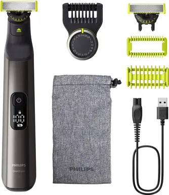 Philips OneBlade Pro 360 gezicht en lichaam baardtrimmer met 20-in-1 verstelbare kam, reisetui en extra 360 blade, QP6552/30