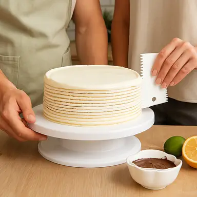 Essentials by Premier White Turntable Stand, Modern Turntable Stand, Desserts and Cake Stand, Stylish Revolving Cake Turntable