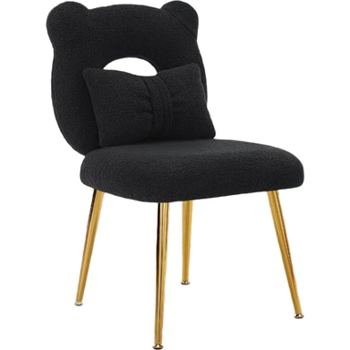 Ckaff Dressing Table Chair, Dressing Chair, Living Room Chair with Removable Throw Cushion & Adjustable Gold Legs, Desk Chair, Dining Room Chair for Bedroom, Living Room, Children's Room, Black