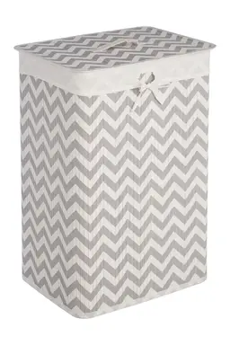 Kankyo White And GREY Chevron Laundry Hamper