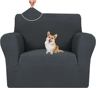 YSTYLE Stretch-Sofabezug, Couchbezug für Couch und Sofa, Möbelschutzbezug für Sofa mit elastischem Boden, 1-Sitzer, XLX, Dunkelgrau