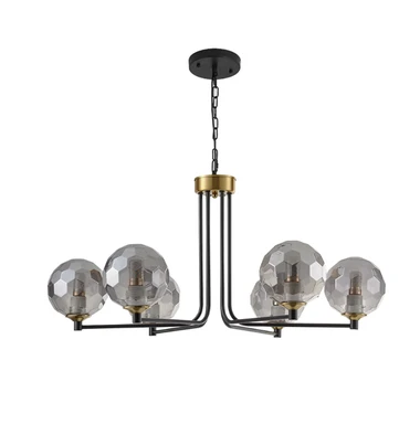 Homary Black & Gold Sputnik Glass Chandelier 6-Light Ceiling Light Adjustable Height