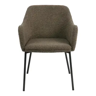 HOUSE NORDIC Melilla Chaise de salle à manger en tissu bouclé avec pieds noirs - Marron