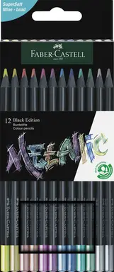 Kleurpotlood Faber-Castell Black Edition 12 stuks Metallic  in karton etui