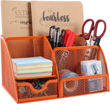 Senhoglb Mesh Desk Tidy，Orange, New Year Sale , Top gift picks
