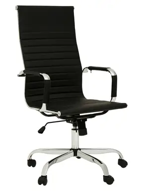 Interiors by Premier Office Chair with Arms Brent High Back Faux Leather Black/Chrome