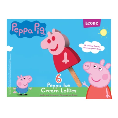 PEPPA PIG Bâtonnets glacés saveur vanille fraise - 5 x 60 ml