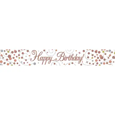 Rose Gold Holographic Happy Birthday Banner 9FT